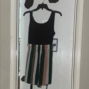 Womens Romper Striped Skirt with Black Top
